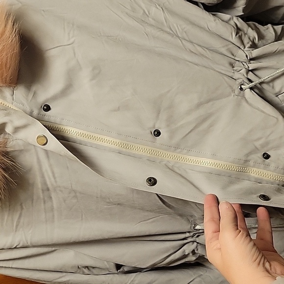 Women's Gray Coat Pink Fur Trim 23" Underarm x 24: Hip x 29" Shoulder/Hem 2xl - Picture 2 of 11